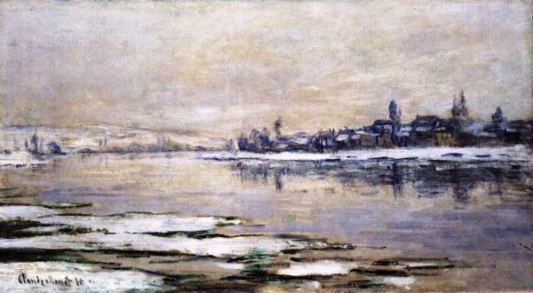 The Breakup of Ice at Lavacourt by Claude Monet - Hand-Painted Oil Painting Reproduction