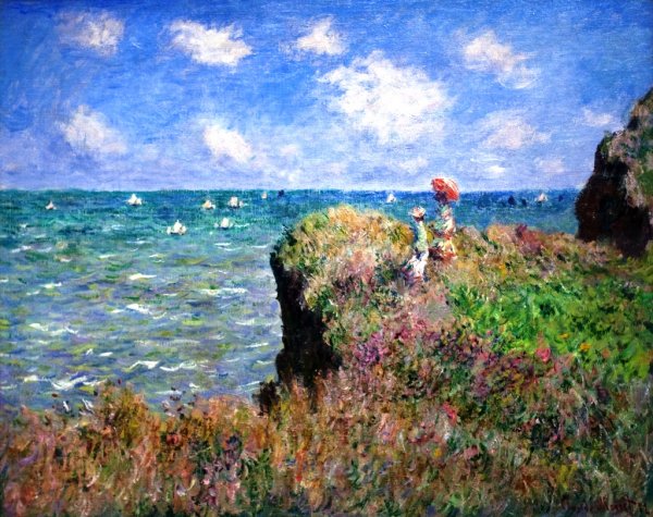 Main Product Photo of The Cliff Walk, Pourville Painting by Claude Monet