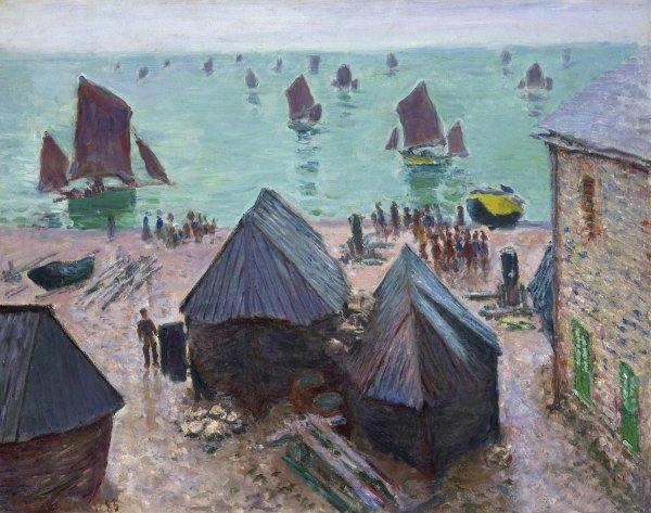 The Departure of the Boats, etretat  by Claude Monet - Hand-Painted Oil Painting Reproduction