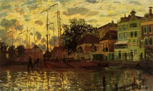 The Dike at Zaandam, Evening by Claude Monet - Oil Painting Reproduction