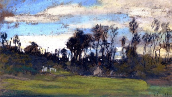 Main Product Photo of The Meadow Lined with Trees Painting by Claude Monet