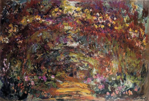 Main Product Photo of The Path under the Rose Trellises, Giverny Painting by Claude Monet