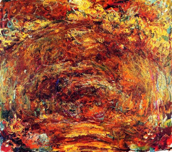 Main Product Photo of The Path under the Rose Trellises Painting by Claude Monet
