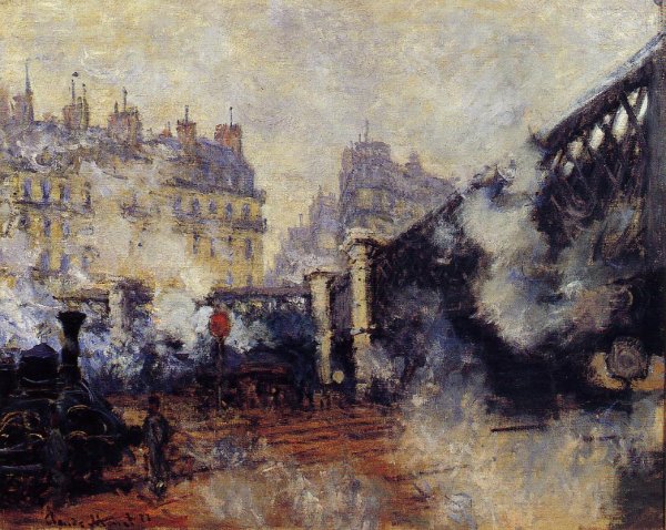 Main Product Photo of The Pont de l'Europe, Saint-Lazare Station Painting by Claude Monet