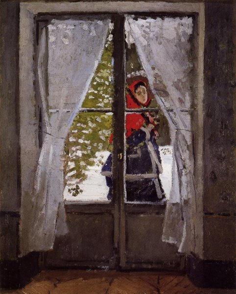Main Product Photo of The Red Kerchief, Portrait of Madame Monet Painting by Claude Monet