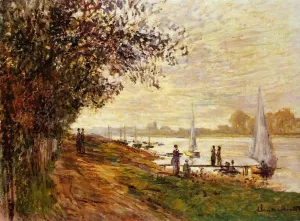 The Riverbank at Le Petit-Gennevilliers, Sunset painting by Claude Monet