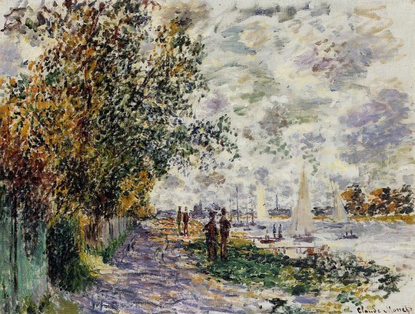 Main Product Photo of The Riverbank at Petit-Gennevilliers Painting by Claude Monet