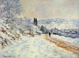 The Road to Vetheuil, Snow Effect painting by Claude Monet