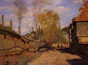The Robec Stream Rouen aka Factories at Deville near Rouen by Claude Monet Oil Painting