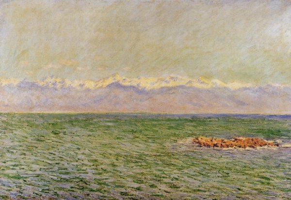 Main Product Photo of The Sea and the Alps also known as The Mediterranean at Antibes Painting by Claude Monet