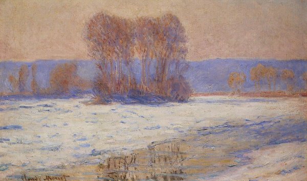 The Seine at Bennecourt in Winter by Claude Monet - Hand-Painted Oil Painting Reproduction