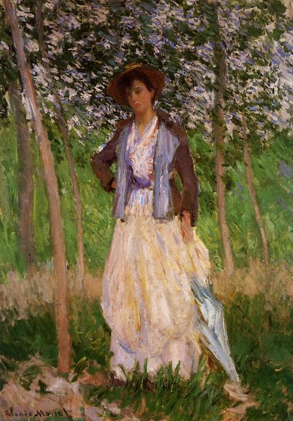 The Stroller Suzanne Hoschede also known as Taking a Walk by Claude Monet - Hand-Painted Oil Painting Reproduction