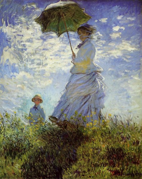 Main Product Photo of The Walk, Woman with a Parasol Painting by Claude Monet