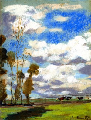 Three Cows in a Pasture Oil painting by Claude Monet