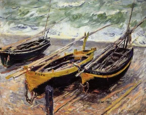 Three Fishing Boats by Claude Monet - Oil Painting Reproduction