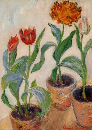 Three Pots of Tulips by Claude Monet Oil Painting