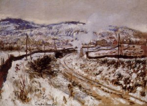 Train in the Snow, Argenteuil by Claude Monet Oil Painting