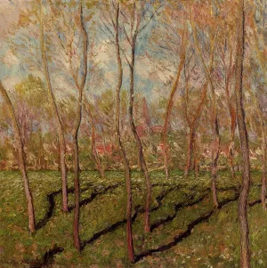 Trees in Winter, View of Bennecourt by Claude Monet - Oil Painting Reproduction
