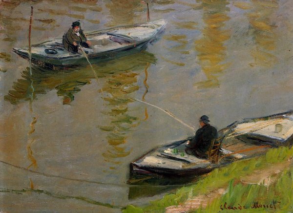 Main Product Photo of Two Anglers Painting by Claude Monet
