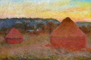 Two Grainstacks at the End of the Day, Autumn by Claude Monet Oil Painting
