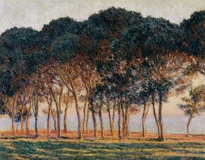 Under the Pine Trees at the End of the Day Oil painting by Claude Monet
