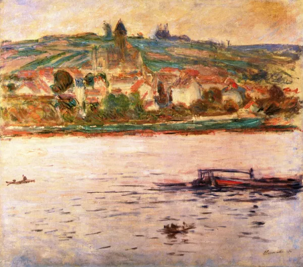 Vetheuil, Barge on the Seine by Claude Monet Oil Painting Reproduction ...