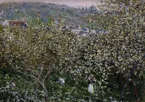 Vetheuil, Flowering Plum Trees by Claude Monet - Oil Painting Reproduction