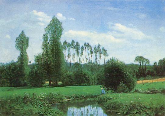 View Near Rouelles by Claude Monet - Hand-Painted Oil Painting Reproduction