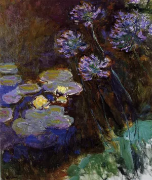 Water-Lilies and Agapanthus painting by Claude Monet