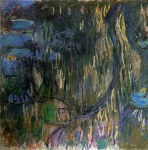 Water-Lilies, Reflections of Weeping Willows Left Half painting by Claude Monet