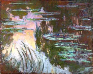 Water-Lilies Setting Sun by Claude Monet - Oil Painting Reproduction