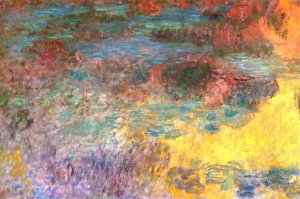 Water-Lily Pond, Evening Left Panel Oil painting by Claude Monet