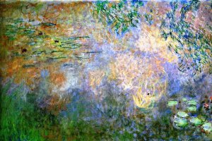 Water-Lily Pond with Irises Left Half Oil painting by Claude Monet