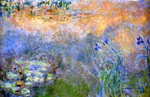 Water-Lily Pond with Irises Oil painting by Claude Monet