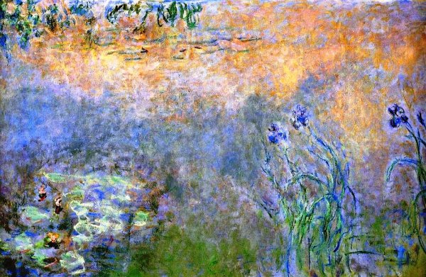 Main Product Photo of Water-Lily Pond with Irises Painting by Claude Monet