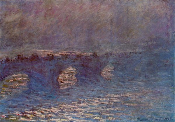 Waterloo Bridge, Effect of Sun in the Mist by Claude Monet - Hand-Painted Oil Painting Reproduction