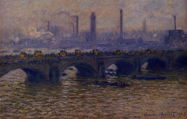Waterloo Bridge, Grey Weather by Claude Monet - Hand-Painted Oil Painting Reproduction
