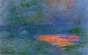 Waterloo Bridge, Misty Weather Oil painting by Claude Monet