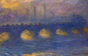 Waterloo Bridge, Overcast Weather by Claude Monet Oil Painting