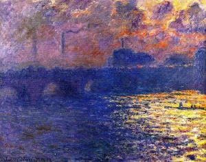Waterloo Bridge, Sunlight Effect 4 by Claude Monet - Oil Painting Reproduction