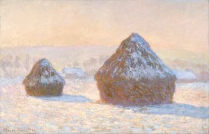 Wheatstacks, Snow Effect, Morning by Claude Monet Oil Painting