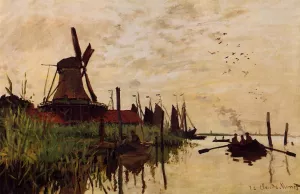 Windmill at Zaandam by Claude Monet - Oil Painting Reproduction