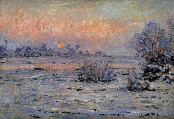 Winter Sun, Lavacourt by Claude Monet - Hand-Painted Oil Painting Reproduction