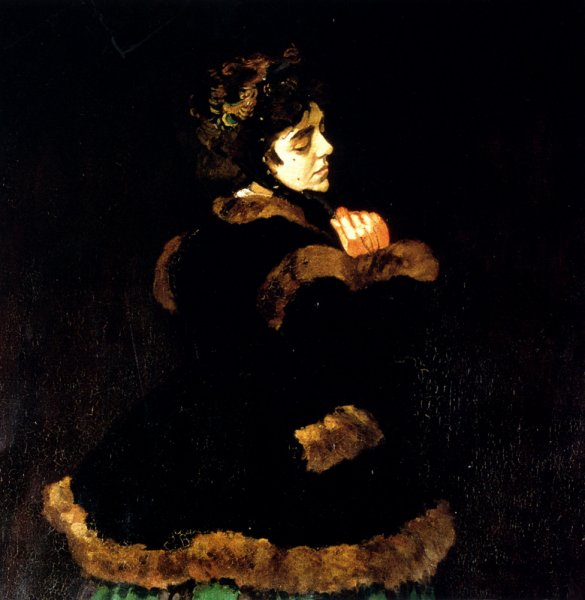 Woman in a Green Dress Detail by Claude Monet - Hand-Painted Oil Painting Reproduction