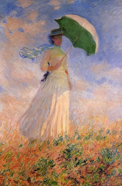 Main Product Photo of Woman with a Parasol, Facing Right  Painting by Claude Monet