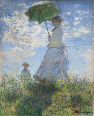 Woman with a Parasol - Madame Monet and Her Son by Claude Monet Oil Painting