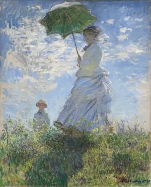 Woman with a Parasol - Madame Monet and Her Son by Claude Monet Oil Painting