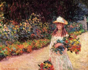 Young Girl in the Garden at Giverny by Claude Monet Oil Painting
