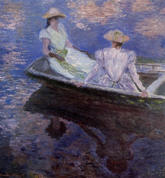Main Product Photo of Young Girls in a Row Boat Painting by Claude Monet
