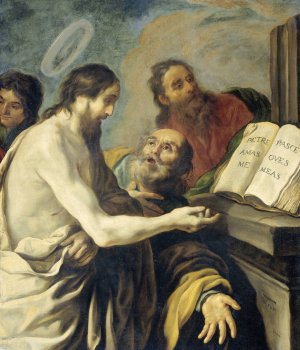 Christ Instructs Peter to Feed My Sheep by Claude Vignon Oil Painting